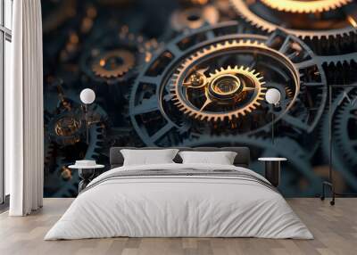 clock gear background and abstract . 3d, rendering, illustration Wall mural