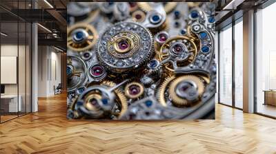 clock gear background and abstract . 3d, rendering, illustration Wall mural