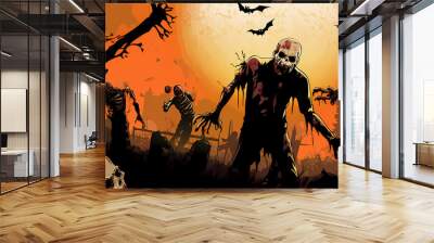 Halloween invitation to zombie party vector image Wall mural