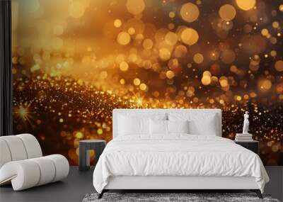 Luxury abstract gold background with glitter light effect decoration. Wall mural