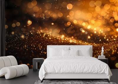 Luxury abstract gold background with glitter light effect decoration. Wall mural