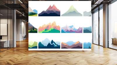 Mountain landscape vector illustration set, collection of mountains in flat design style Wall mural