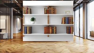 The minimal IKEA bookshelf with simple white shelves and a natural wood frame Wall mural