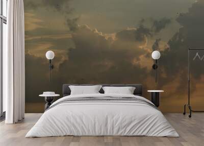 Vintage noise grain effect orange colour background sky for the vintage look. Wall mural