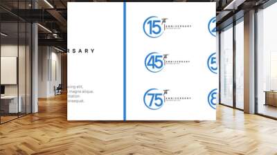 anniversary logo set. vector design blue and black color for celebration event Wall mural