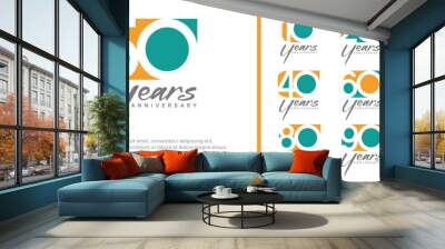 anniversary logo set. vector design orange and green color can be use for celebration moment Wall mural