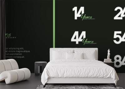 anniversary logotype set. vector design white and green color can be use for special moment Wall mural