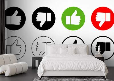 collection of like and dislike hand icons. trendy vector isolated on white background. design for app, web, poster. Wall mural