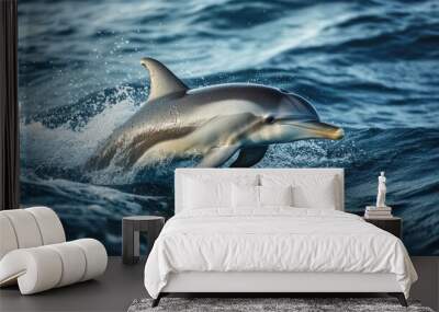 Dolphin Leaping Through Waves Wall mural