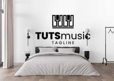 key music logo. a logo with a music theme, maybe suitable for a music school or community, especially a piano school Wall mural