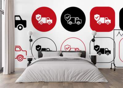 Truck delivery safe icon set isolated on white background Wall mural