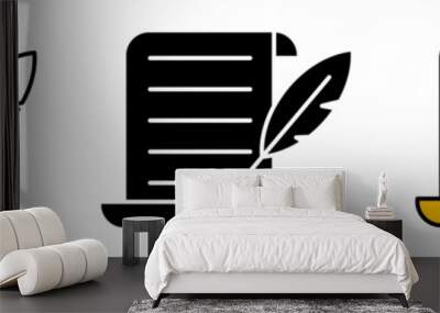 pen and parchment paper icon set. writing sign symbol. trendy and modern design Wall mural