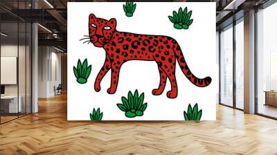 illustration of leopard, graphic vector animal Wall mural