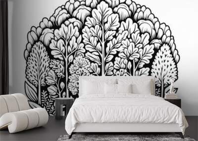 Black and white forest illustration Wall mural