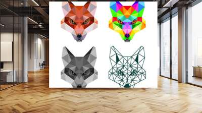 fox head low poly geometric polygonal triangle logo icon symbol design template Wall mural