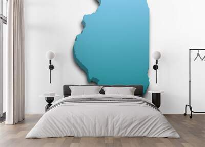 3d Map of Illinois state with color. United State of America, US, United State. Wall mural