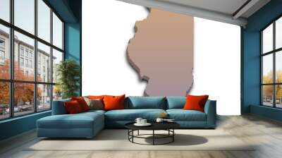 3d Map of Illinois state with color. United State of America, US, United State. Wall mural