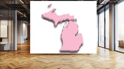 3d Map of Michigan state with color. United State of America, US, United State Wall mural