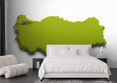 3d Map of Turkey with color.  Türkiye country map Wall mural