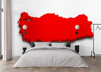 3d Map of Turkey with color.  Türkiye country map Wall mural