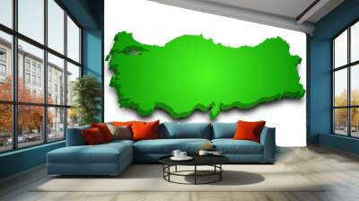 3d Map of Turkey with color.  Türkiye country map Wall mural