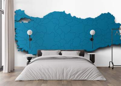 3d Map of Turkey with state and color.  Türkiye country map Wall mural