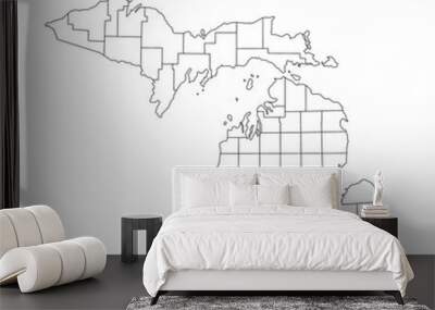 Map of Ottawa County in Michigan state on white background. single County map highlighted by black colour on Michigan map. UNITED STATES, US Wall mural