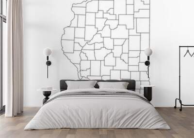 Map of pope County in Illinois state on white background. single County map highlighted by black colour on Illinois map. UNITED STATES, US Wall mural