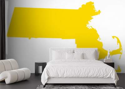 Massachusetts solid map in yellow color Wall mural