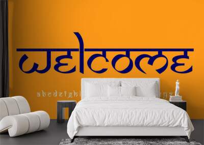 welcome text written in Hindi and English mixture Wall mural