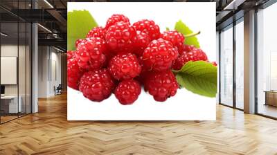 a group of red berries with green leaves

 Wall mural