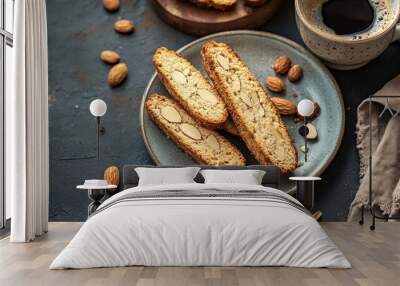 Delicious Almond Biscotti with Coffee Wall mural