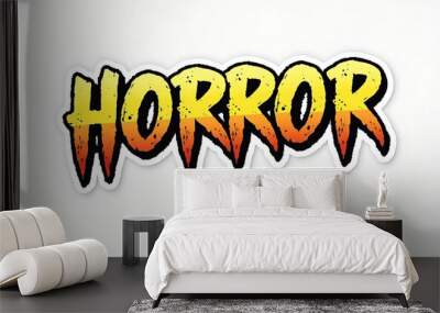 A bold, yellow and orange, horror themed graphic for Halloween. 
 Wall mural