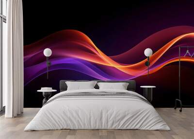 Dark abstract curve and wavy background with gradient and color, Glowing waves in a dark background, Curvy wallpaper design Wall mural