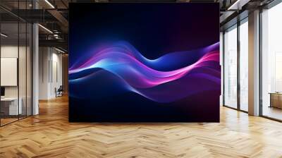 Dark abstract curve and wavy background with gradient and color, Glowing waves in a dark background, Curvy wallpaper design Wall mural