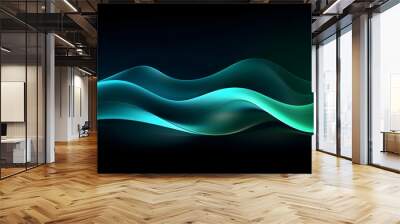 Dark abstract curve and wavy background with gradient and color, Glowing waves in a dark background, Curvy wallpaper design Wall mural