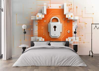 Internet and data security, Cybersecurity and privacy concepts to protect data. Lock icon and internet network security technology. digital security background, Cloud and Hosting Security Wall mural