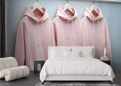 Premium Hoodie mockup, fashionable hoodie on hanger, Clothing mockup, apparel hoodie mockup Wall mural