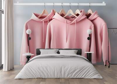 Premium Hoodie mockup, fashionable hoodie on hanger, Clothing mockup, apparel hoodie mockup Wall mural