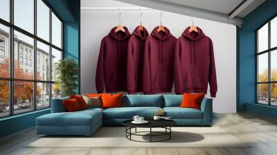 Premium Hoodie mockup, fashionable hoodie on hanger, Clothing mockup, apparel hoodie mockup Wall mural