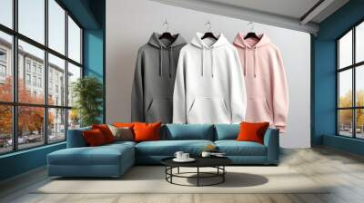 Premium Hoodie mockup, fashionable hoodie on hanger, Clothing mockup, apparel hoodie mockup Wall mural