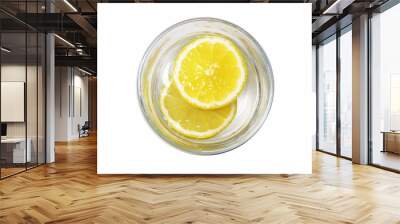 Glass Of Lemonade Lemon Slice Top View Isolated On Blank White Background Wall mural