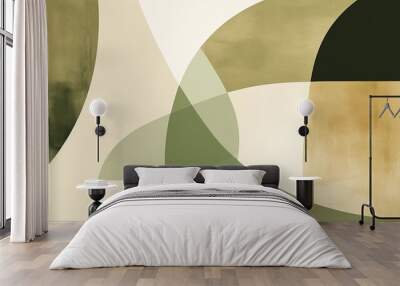 Abstract geometric draw paint graphic minimal mosaic patter texture in soft green and beige colors decoration background Wall mural