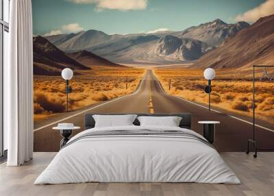 AI Generated. AI Generative. Adventure desert road explore vibe. Graphic Art Wall mural