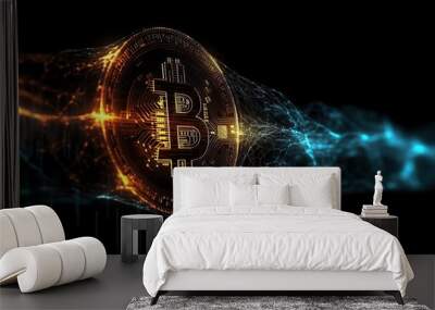 AI Generated. AI Generative. BTC Bitcoin future currency illustration. Can be used for graphics, marketing promotion or stock trade forex. Graphic Art Wall mural