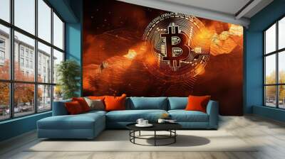 AI Generated. AI Generative. BTC Bitcoin future currency illustration. Can be used for graphics, marketing promotion or stock trade forex. Graphic Art Wall mural