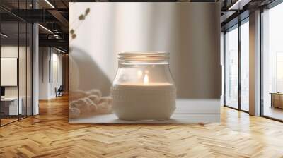 AI Generated. AI Generative. Cozy romantic love valentine xms christmas candle jar flame. Home decoration vibe. Graphic Art Wall mural