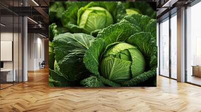 AI Generated. AI Generative. Fresh organic green cabbage plant vegetable. Graphic Art Wall mural