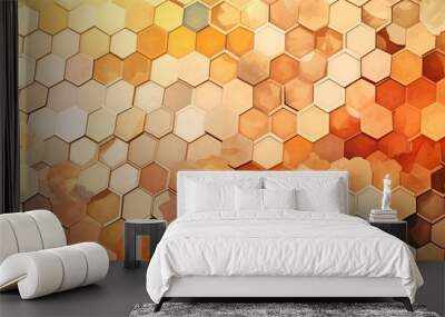 AI Generated. AI Generative. Geometric abstract hexagons pattern decoration background. Inspired by honey bee beecombs.  Graphic Art Wall mural