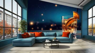 AI Generated. AI Generative. Vacation chill relax vibe summer cocktail on trendy background. Night life party lifestyle. Graphic Art Wall mural